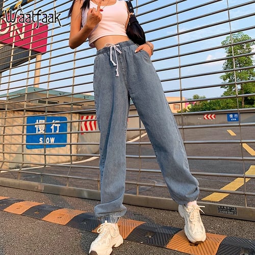 Waatfaak High Waist Long Baggy Jeans Women Casual Blue Denim Pants Aestheti Y2k Jeans Woman Cargo Loose Autumn Cotton Streetwear Buy Waatfaak High Waist Long Baggy Jeans Women Casual Blue Denim