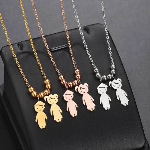 2Pcs Baby Girl Necklace for Teen Girls Old English Pendant Necklaces for Women Personalized Jewelry Brithday Gifts 