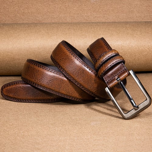 Men New Fashion Casual Strap Solid Color PU Leather Pin Buckle Office Wear Belt 