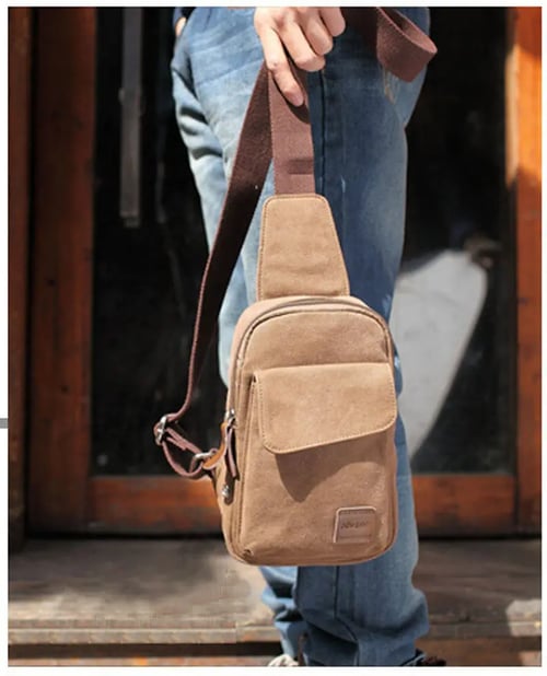Mens Sling Bags Chest Shoulder Backpacks Retro Canvas Unisex Small Crossbody Bag Travel Outdoor Daypack Messenger Bags