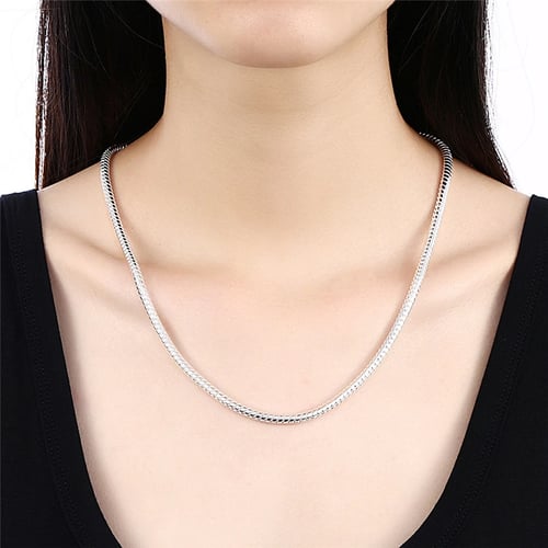 925 Silver Fashion Cute 4MM Snake chain for pendant Necklace wedding women Men