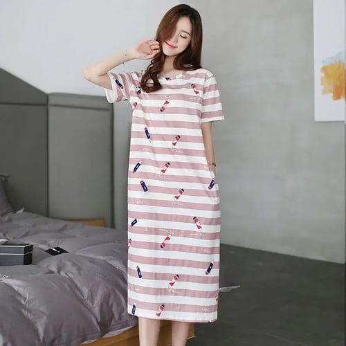 2020 Summer cotton nightwear plus size night dress women nightgown 