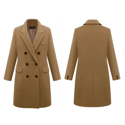 Trench Coat Womens Casual Wool Solid Jackets Blazers Female Elegant Double Ted Long Autumn Winter Ladies Plus Size 6xl Trench Coat Womens Casual Wool Solid, Womens Plus Size Wool Trench Coat