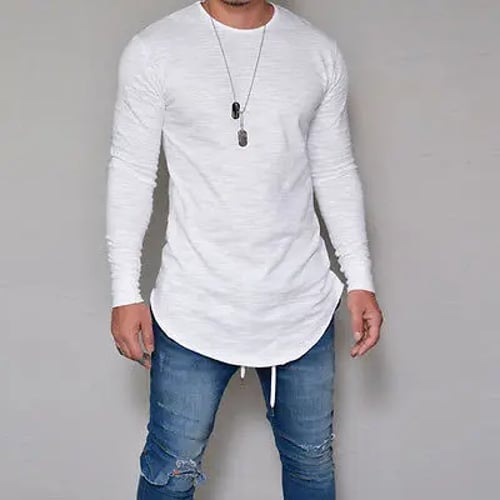 Men's Slim Fit Crew Neck Long Sleeve Muscle Tee T-shirt Casual Basic Tops Jumper