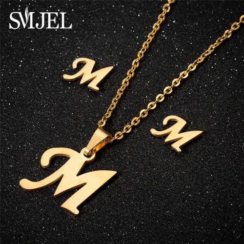 Charm 26 ABC Letter Women Stainless Steel Jewelry Choker Pendant Necklace Chain 