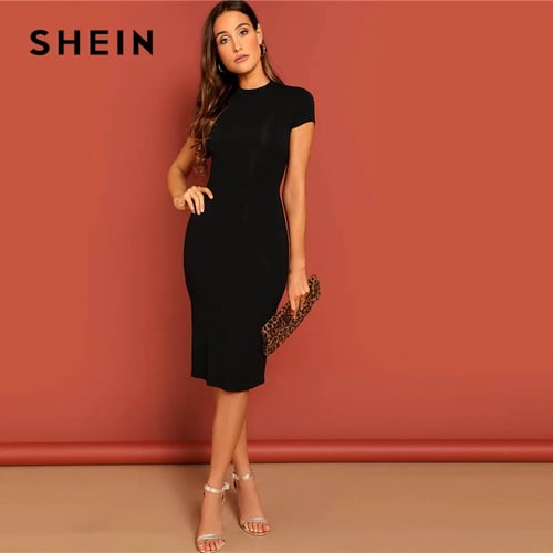 SheIn Women's Short Sleeve Elegant Sheath Pencil Dress