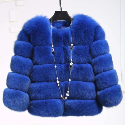 Zadorin S 3xl Mink Coats Women 2021, Royal Blue Faux Fur Coat Plus Size