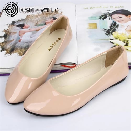 Plus Size Shoes Women Solid Candy Color Patent PU tip Shoes Women Flats Ballet Casual 