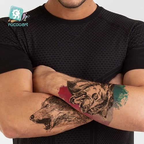 Wolf temporary tattoo stickers waterproof fake hand tattoos adult men body art X 