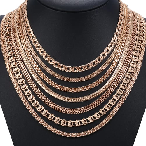 Fashion Necklace For Women Men 585 Rose Gold Venitian Curb Snail Foxtail Link Chains Necklace Fashion Jewelry 50cm 60cm Cnn1 Buy Fashion Necklace For Women Men 585 Rose Gold Venitian Curb