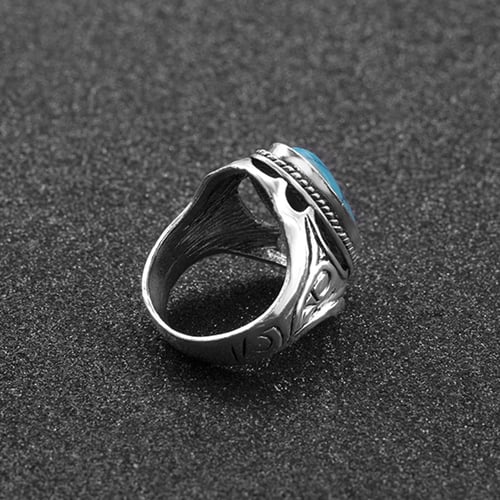 Tibetan Bohemian Finger Ring Antique Silver Plated Flower Tail Oval Turquoise Tibetan Bohemian Finger Ring Antique Silver Plated Flower Tail Oval Turquoise