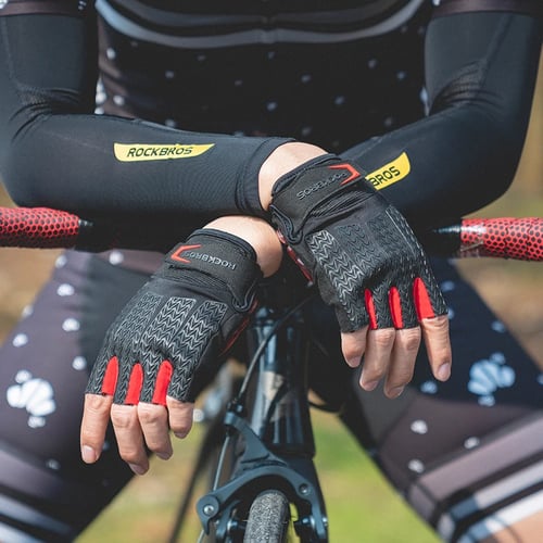 RockBros Cycling Pad Half Finger Upgrade Short Finger Gloves Breathable Gloves 