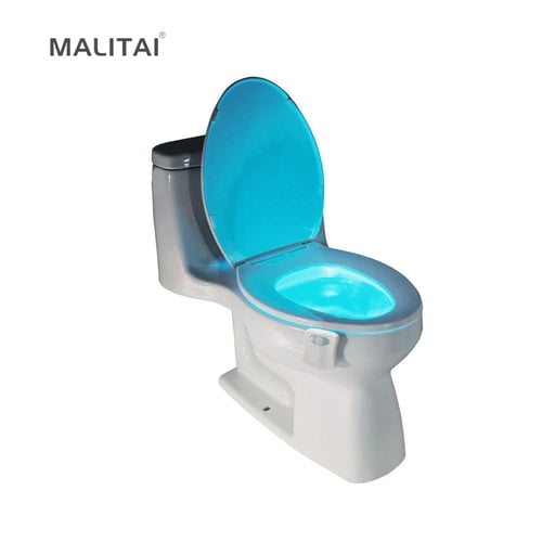 Smart 8-Color Sensor Night Light Automatic LED Motion Toilet Bowl Lamp Bathroom 