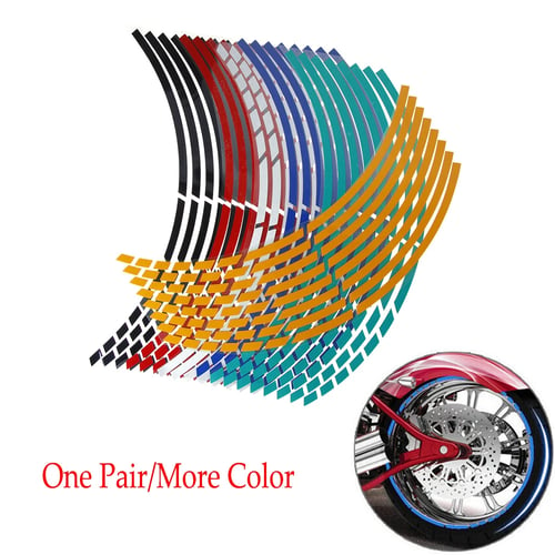 16pcs Strips 18" Reflective Motorcycle Car Rim Stripe Wheel Decal Tape Sticker 