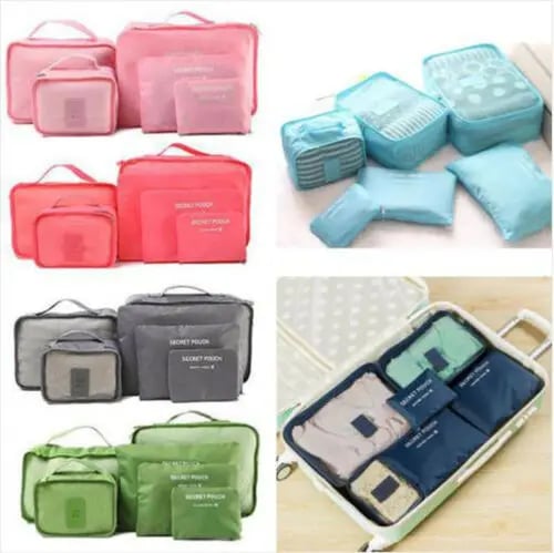 6Pcs Waterproof Clothes Storage Bags Packing Cube Travel Luggage Organizer Pouch 