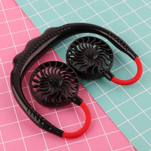 Summer 3 Speeds Dual Fan Lazy Neck Band Hanging USB Rechargeable Portable Sports 