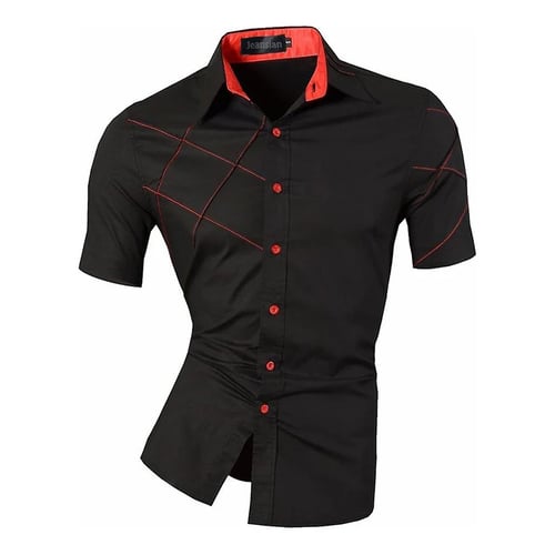 Sportrendy Men's Slim Fit Casual Short Sleeves Button Down Dress Shirts Tops JZS055