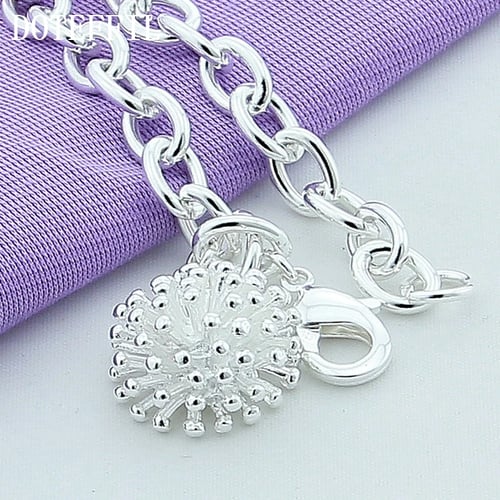 925 Sterling Silver Plating Women Fashion Fireworks Pendant Necklace 