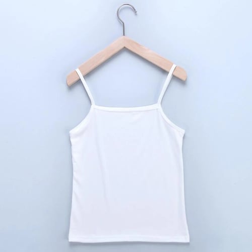 Girls Cotton Cami Straps Top Casual Sleeveless Strappy Children T-shirt Vest