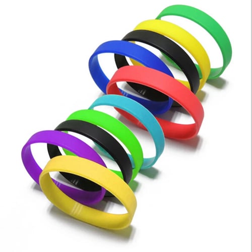 Hot 10pcs Silicone Rubber Elasticity Wristband Wrist Band Cuff Bracelet Sports