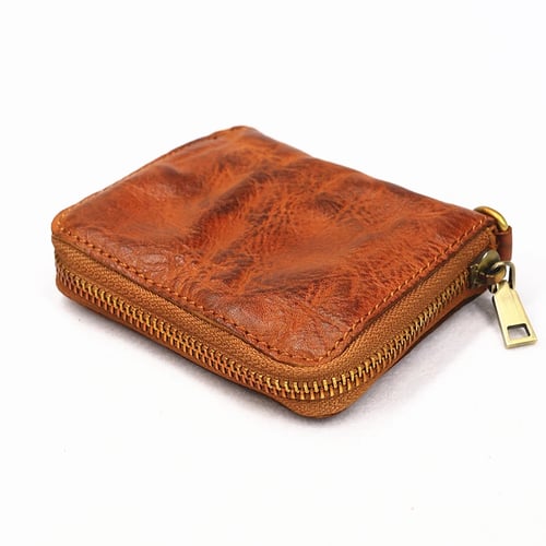 Retro Mens Genuine Leather Wallet Short Bifold Card Holder Zip Coin Pocket Purse 