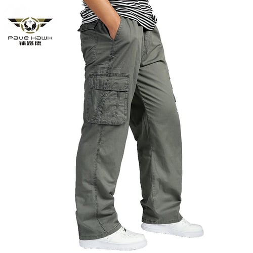 Mens Cargo Combat Jeans Straight Leg Denim Casual Pants Trouser Big & Tall Sizes