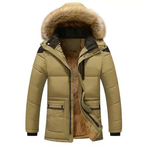 Mens Winter Jacket Men Thick Casual Outwear Jackets Mens Fur Collar Windproof Parkas,Black,6XL 
