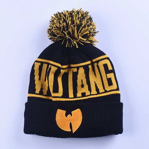 Adults/Mens/Ladies/Boys/Girls Wu-Tang Clan Yellow Logo Beanie Hat in Black 