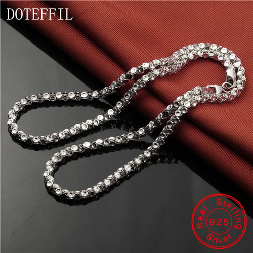 Doteffil 925 Sterling Silver Domineering 4mm 50cm Chain Necklace For Men Women Wedding Engagement Party Charm Jewelry Buy Doteffil 925 Sterling Silver Domineering 4mm 50cm Chain Necklace For Men Women Wedding