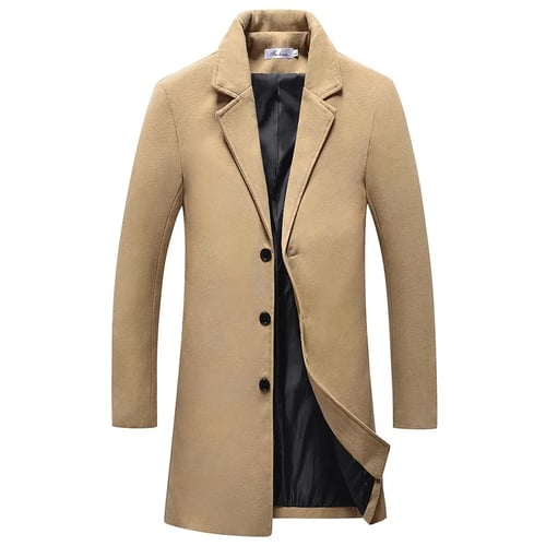 2018 Men's Slim Double Breasted Trench Coat Long Jacket Overcoat Outwear Winter 