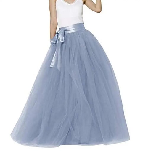 Women Maxi Long Tulle Skirt Floor Length with Bowknot High Waisted for Wedding Party Dress