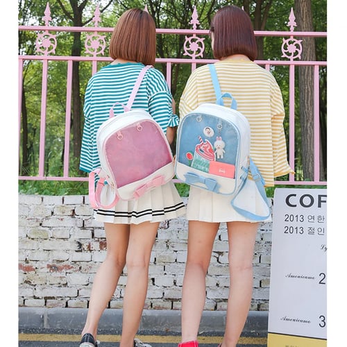 Clear Transparent Women Backpack Cute Bags Mini Pink Black Schoolbags Girls Fashion Bookbag 