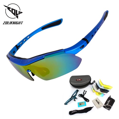 5 Lens Anti-UV Cycling Sports Fishing Goggles Bike Polarized Glasses Sunglasses 