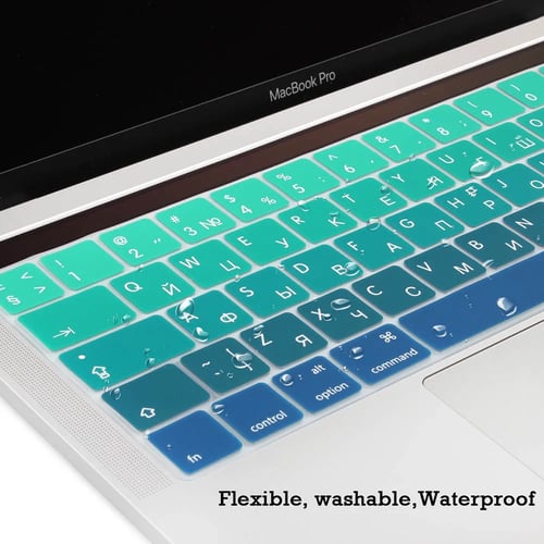 For New Macbook Pro 13 A1706 And Pro 15 A1707 With Touch Bar Release 2017 Covers Euro Russian Silicone Keyboard Cover Protector-Green