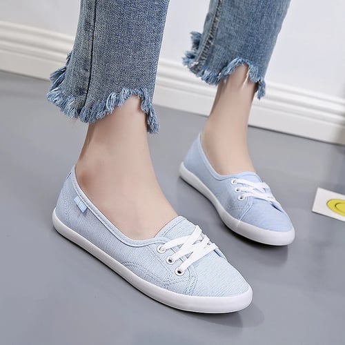 New Women Canvas Suede Slip On Soft Loafer Lazy Casual Outdoor Sport Flat Shoes 