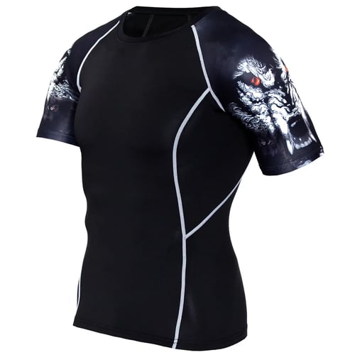 New Fitness Compression Men's Bodybuilding Tights Cycling Shorts Rash Guard Wolf 