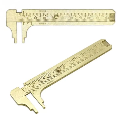 100/120mm Brass Slide Gauge Vernier Caliper Ruler Pocket Measure Tool mm/inch 