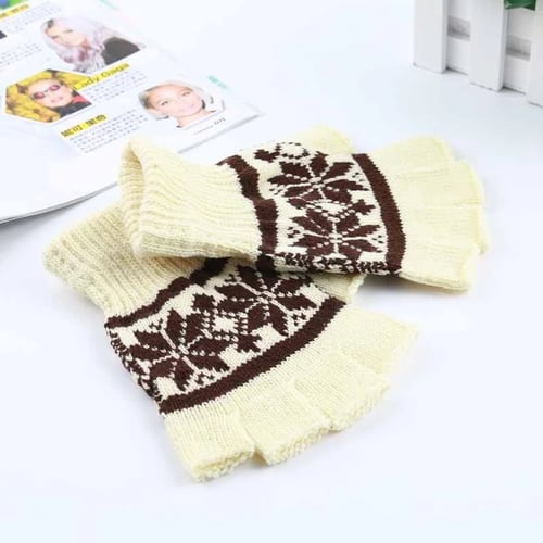 Attractive Cute Womens Touch Screen Winter Warm Weaved Knit Wrist-Gloves Mittens 
