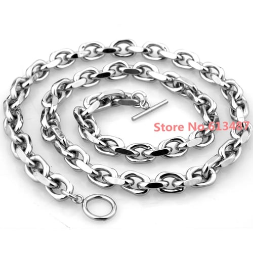8mm Hot Silver Gold Stainless Steel Rolo  Link Chain Men Women Bracelet Jewelry 