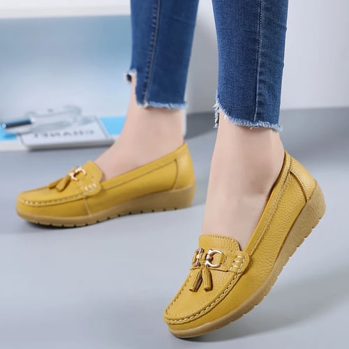 Genuine Leather Shoes Women Butterfly-Knot Loafers Women Flats Ballet Autumn Winter Casual Flat Shoes Womans Beige 