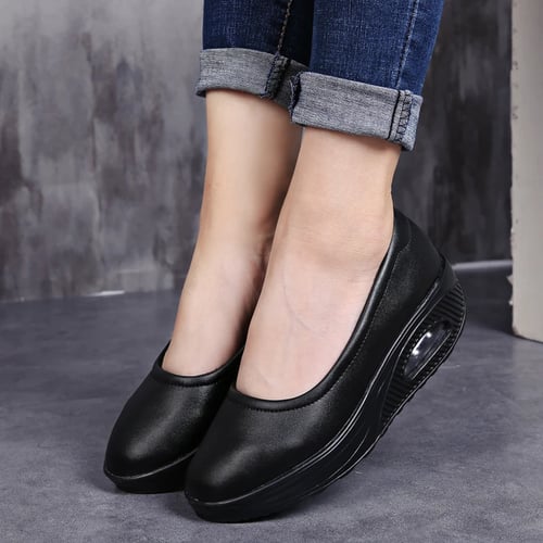 Round Toe Pu Leather Shoes Autumn Flat Women Loafers Slip On