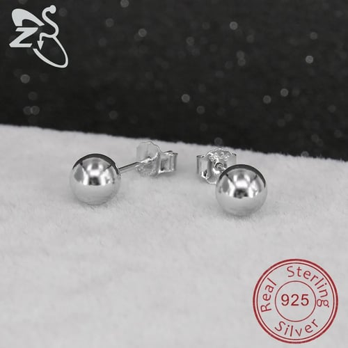 925 Sterling Silver Star Ball Shaped Mini Stud Earrings Jewelry  6mm
