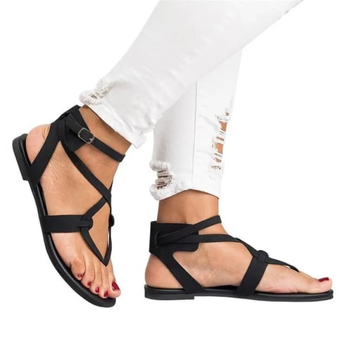 Gladiator Womens Flats Buckle Beach Sandals Casual Outdoor Slingbacks Sandals Sz 
