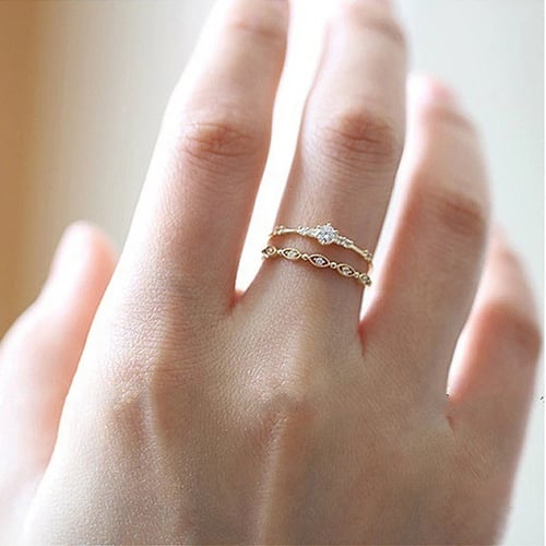 Simple Women Ladies Finger Jewelry Mini Cubic Zirconia CZ Rings 