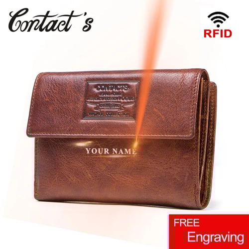 Genuine Leather Men Wallets Clutch Male RFID Wallet Short Coin Purse Card Holder 