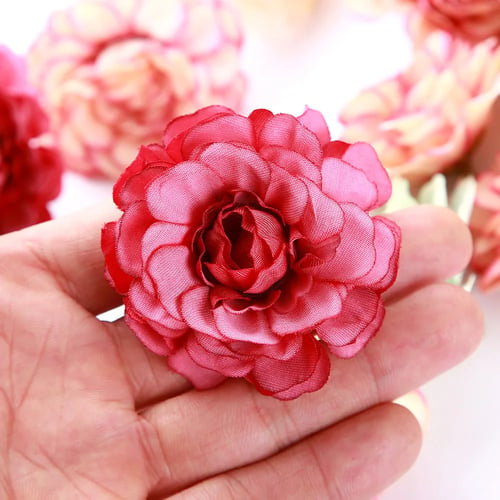 10Pcs Artificial Silk Rose Flower Heads Wedding Party Home Floral Decor Craft 