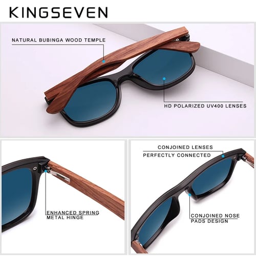 KINGSEVEN Natural Wooden Sunglasses Men Polarized Fashion Sun Glasses Original 