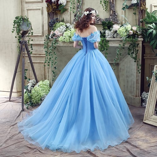 Cinderella Prom Quinceanera Ball Gown Tulle Halloween Evening Dress Party Gowns 