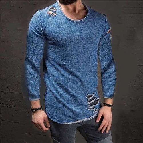 Men's Slim Pullover O Neck Long Sleeve Tee T-shirt Casual Tops Blouse