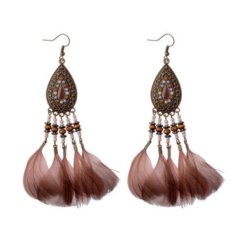 Pair Hook Drop Dangle Earrings Studs Brown Bronze Womens Ladies Girls Jewellery 